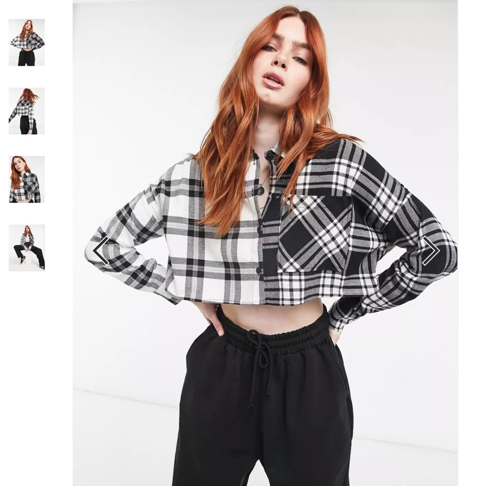 NWOT bershka crop flannel